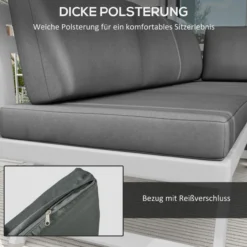 Outsunny 4tlg. Gartenmöbel-Set Balkonmöbel-Set mit Ecksofa Zweisitzer Couchtisch