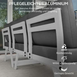 Outsunny 4tlg. Gartenmöbel-Set Balkonmöbel-Set mit Ecksofa Zweisitzer Couchtisch