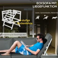 Outsunny 4tlg. Gartenmöbel-Set Balkonmöbel-Set mit Ecksofa Zweisitzer Couchtisch