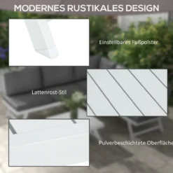 Outsunny 4tlg. Gartenmöbel-Set Balkonmöbel-Set mit Ecksofa Zweisitzer Couchtisch