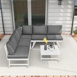 Outsunny 4tlg. Gartenmöbel-Set Balkonmöbel-Set mit Ecksofa Zweisitzer Couchtisch