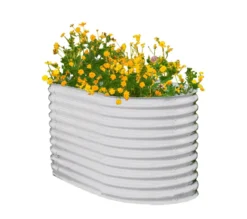 Oval Hochbeet L aus Stahl, ca. 160 x 80 x 81 cm - Silber
