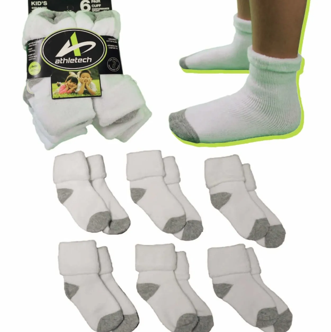 6 Paar Thermo Socken für Kinder 3-5 Jahre mit Bündchen bis Gr. 34