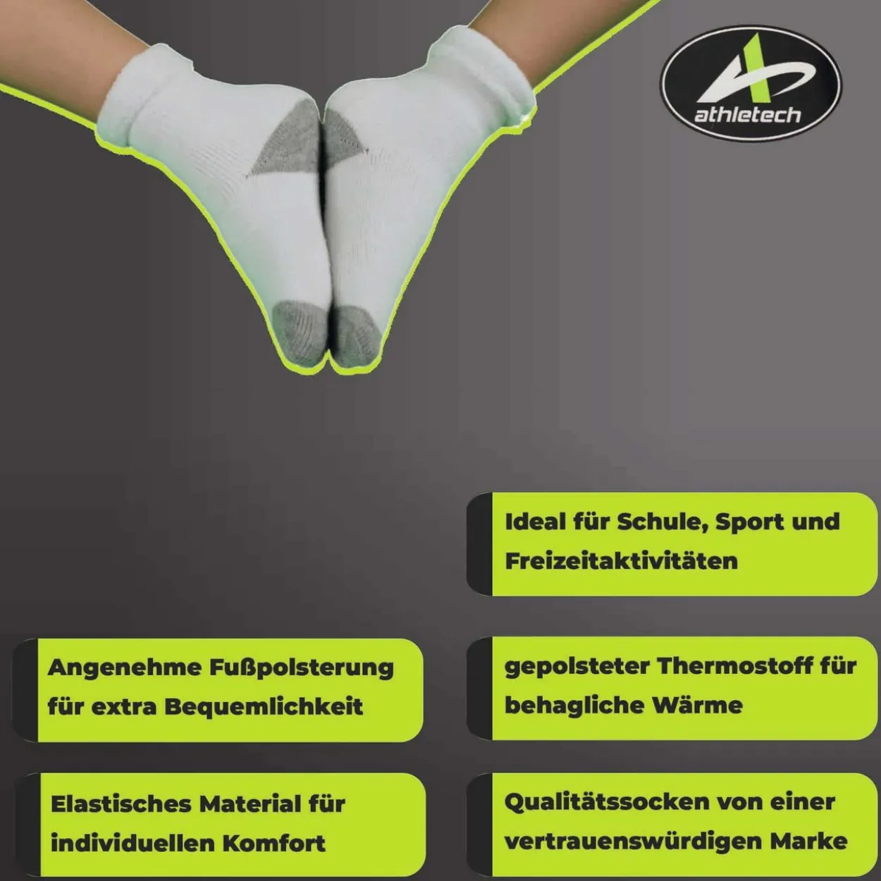 6 Paar Thermo Socken für Kinder 3-5 Jahre mit Bündchen bis Gr. 34