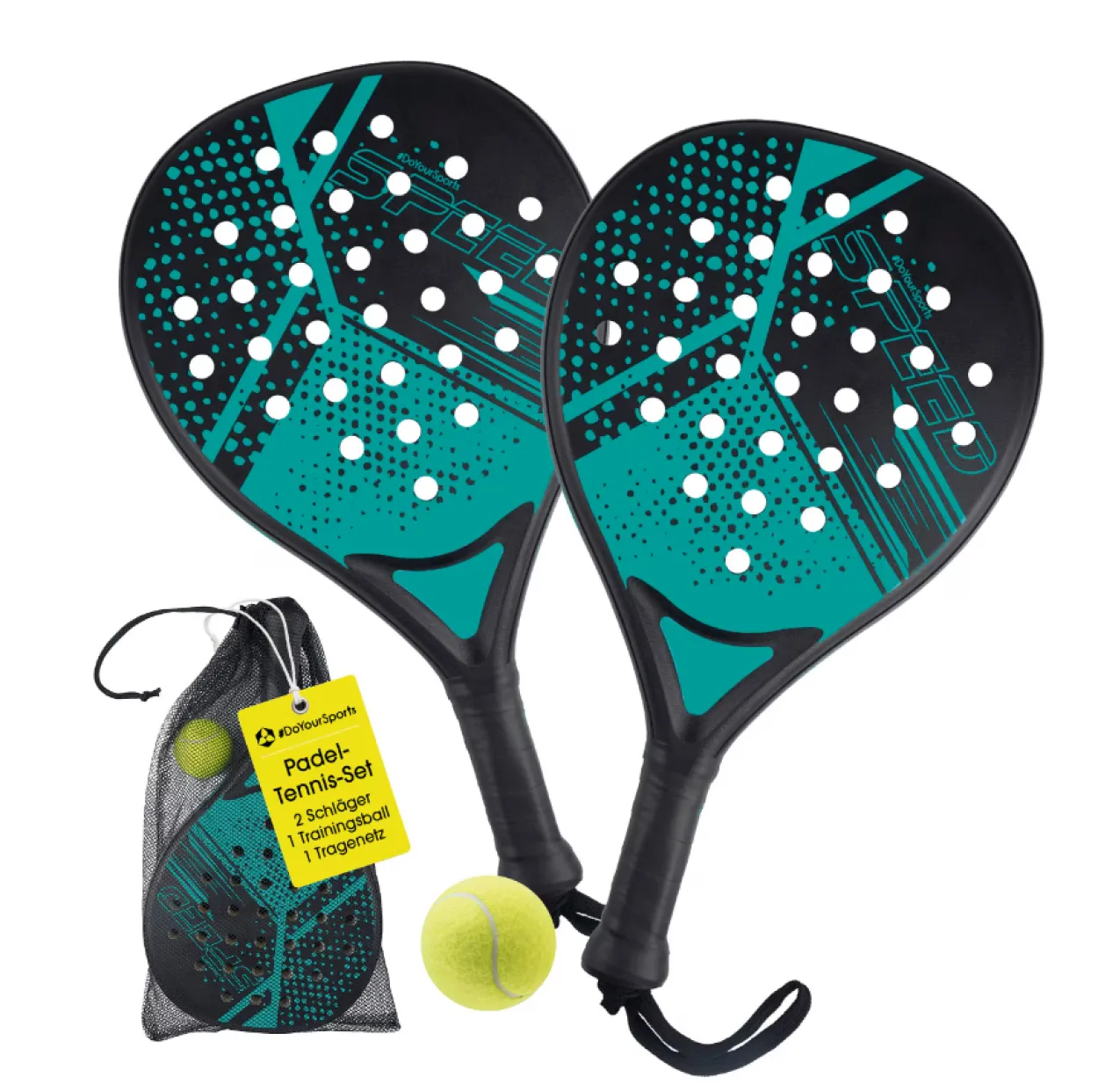 Padelschläger 46,5cm schwarz Starter Set - 4tlg.