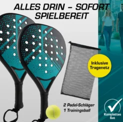 Padelschläger 46,5cm schwarz Starter Set - 4tlg.