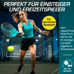 Padelschläger 46,5cm schwarz Starter Set - 4tlg.