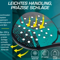 Padelschläger 46,5cm schwarz Starter Set - 4tlg.