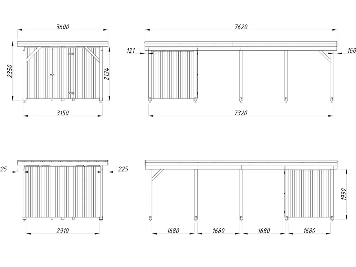 Palmako Carport Kasper 23,1 m² mit Geräteraum