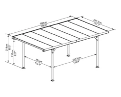 Palram - Canopia Aluminium Carport Verona 5000 grau 500x297x218 cm