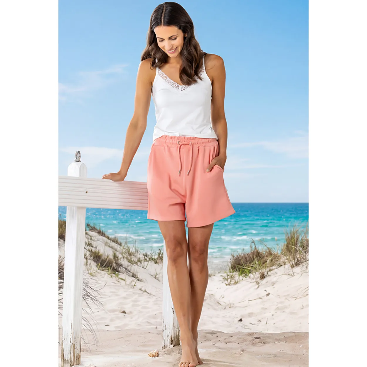 Paperbag-Shorts mit Struktur-Lobster