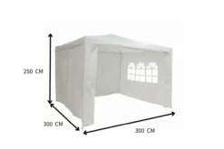 Partyzelt Pavillon mit 4 Seitenwänden, ca. 300 x 300 x 250 cm – Weiß