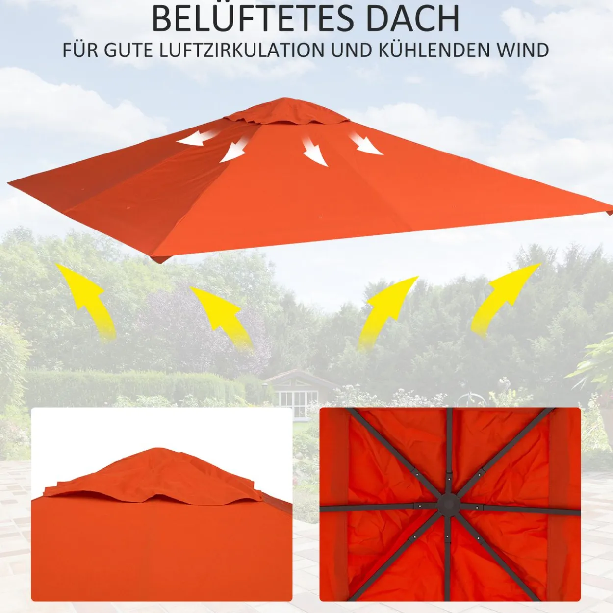 Pavillondach Ersatzdach Pavillonabdeckung Polyester Orange 2,98x2,95m