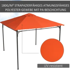 Pavillondach Ersatzdach Pavillonabdeckung Polyester Orange 2,98x2,95m