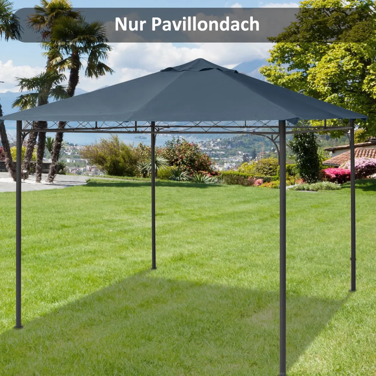 Pavillondach Ersatzdach Pavillonabdeckung Polyester Grau 3x3m
