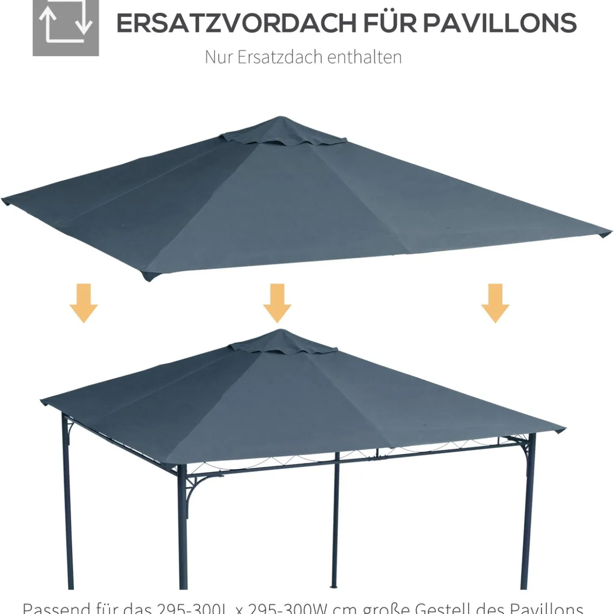 Pavillondach Ersatzdach Pavillonabdeckung Polyester Grau 3x3m