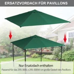 Pavillondach Ersatzdach Pavillonabdeckung Polyester Grün 3x3m