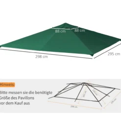 Pavillondach Ersatzdach Pavillonabdeckung Polyester Grün 3x3m