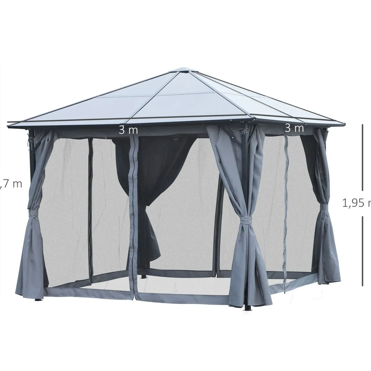 Pavillon Gartenpavillon Gartenzelt mit Seitenteilen PC Dach
