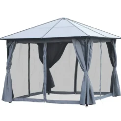 Pavillon Gartenpavillon Gartenzelt mit Seitenteilen PC Dach