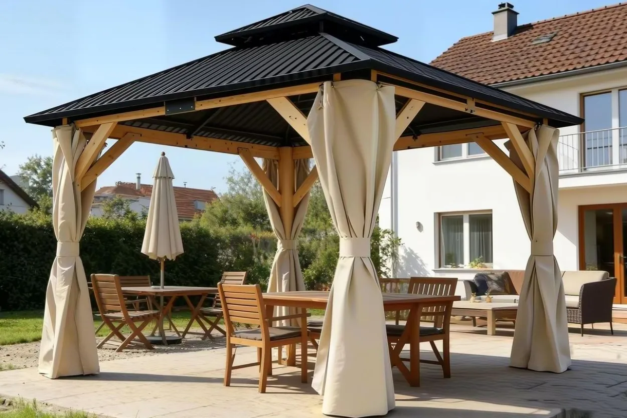 Pavillon Limassol ca. 360 x 298 x 275 cm - Anthrazit/Beige