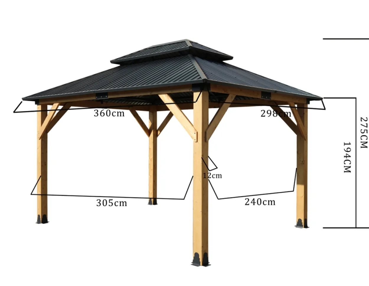 Pavillon Limassol ca. 360 x 298 x 275 cm - Anthrazit/Beige