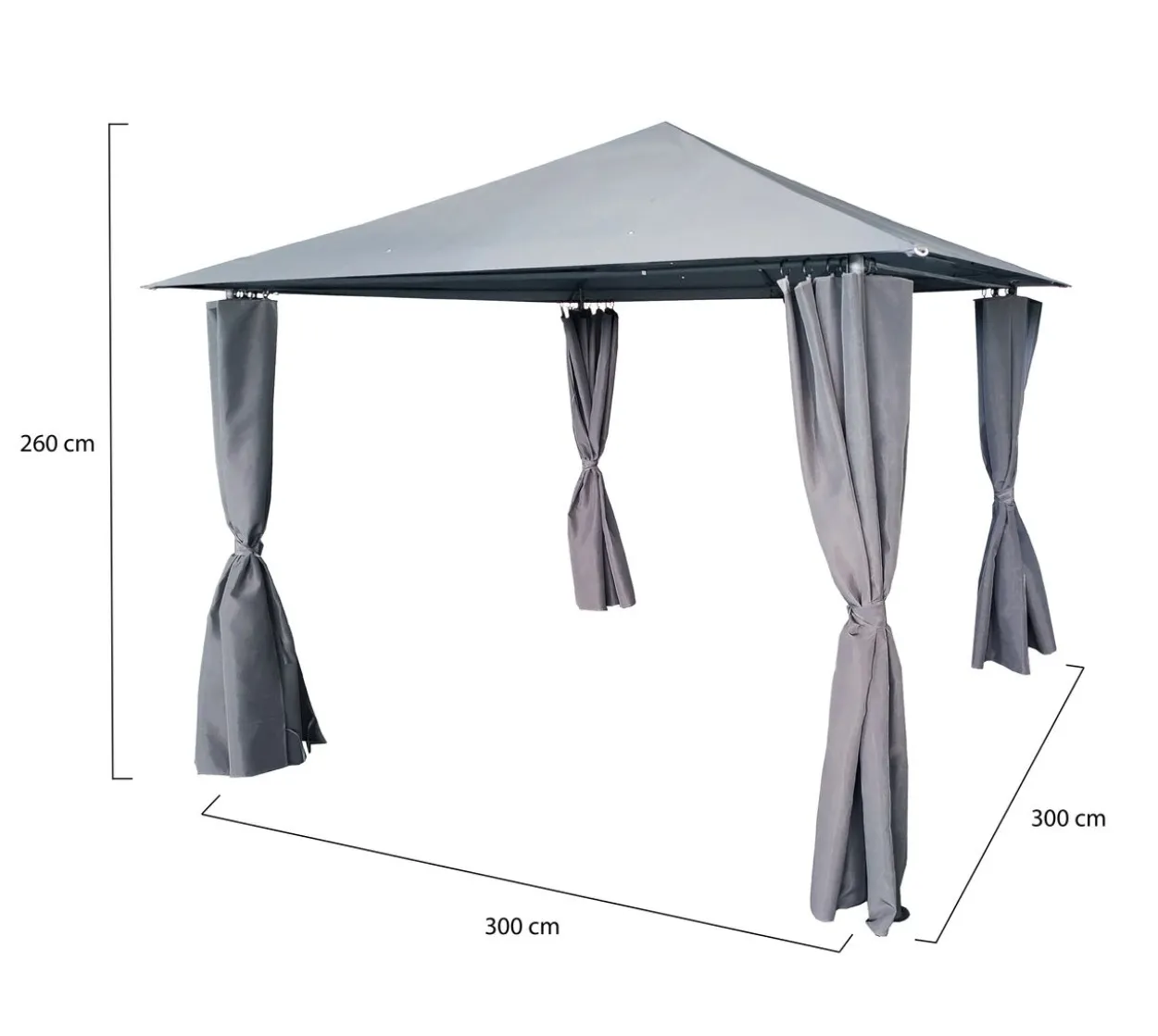 Pavillon mit Netzseiten ca. 300 x 300 x 260 cm – Grau