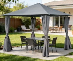 Pavillon mit Netzseiten ca. 300 x 300 x 260 cm – Grau