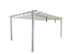 Pavillon "Pergola" aus Aluminium,, ca. 350 x 350 x 236 cm – Grau/Weiß