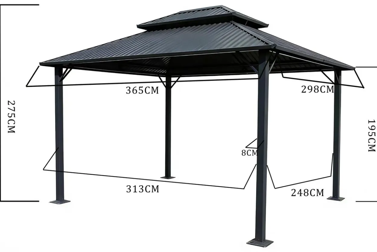 Pavillon „Sofia“ aus Stahl, ca. 365 x 298 x 275 cm - Anthrazit