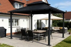 Pavillon „Sofia“ aus Stahl, ca. 365 x 298 x 275 cm - Anthrazit