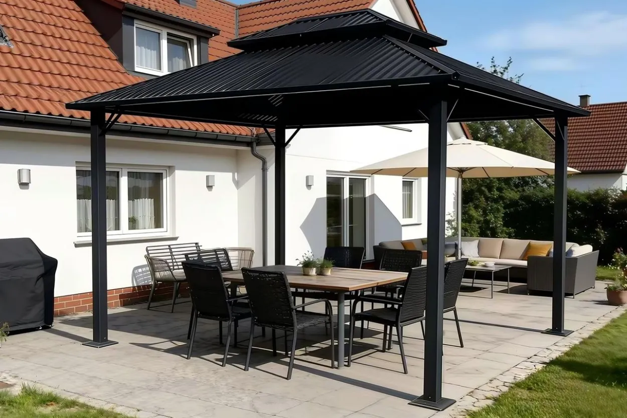 Pavillon „Sofia“ aus Stahl, ca. 365 x 298 x 275 cm - Anthrazit