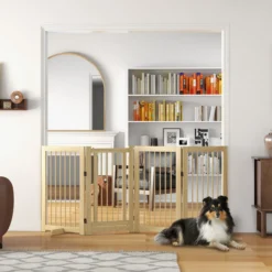 PawHut Absperrgitter Hunde 91 cm Schutzgitter aus Holz Hundegitter Freistehend