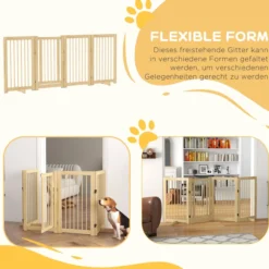 PawHut Absperrgitter Hunde 91 cm Schutzgitter aus Holz Hundegitter Freistehend