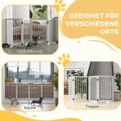 PawHut Absperrgitter Hund 206 x 76 cm Faltbar Türschutzgitter mit 2 Stützfüßen