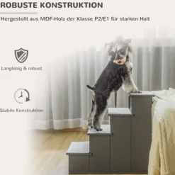 PawHut Haustiertreppe Hundetreppe 4-stufige Katzentreppe mit rutschfester Matte