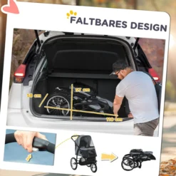 PawHut Hundebuggy mit Reflektoren, Faltbarer Katzenbuggy für Kleine Mittle Hunde