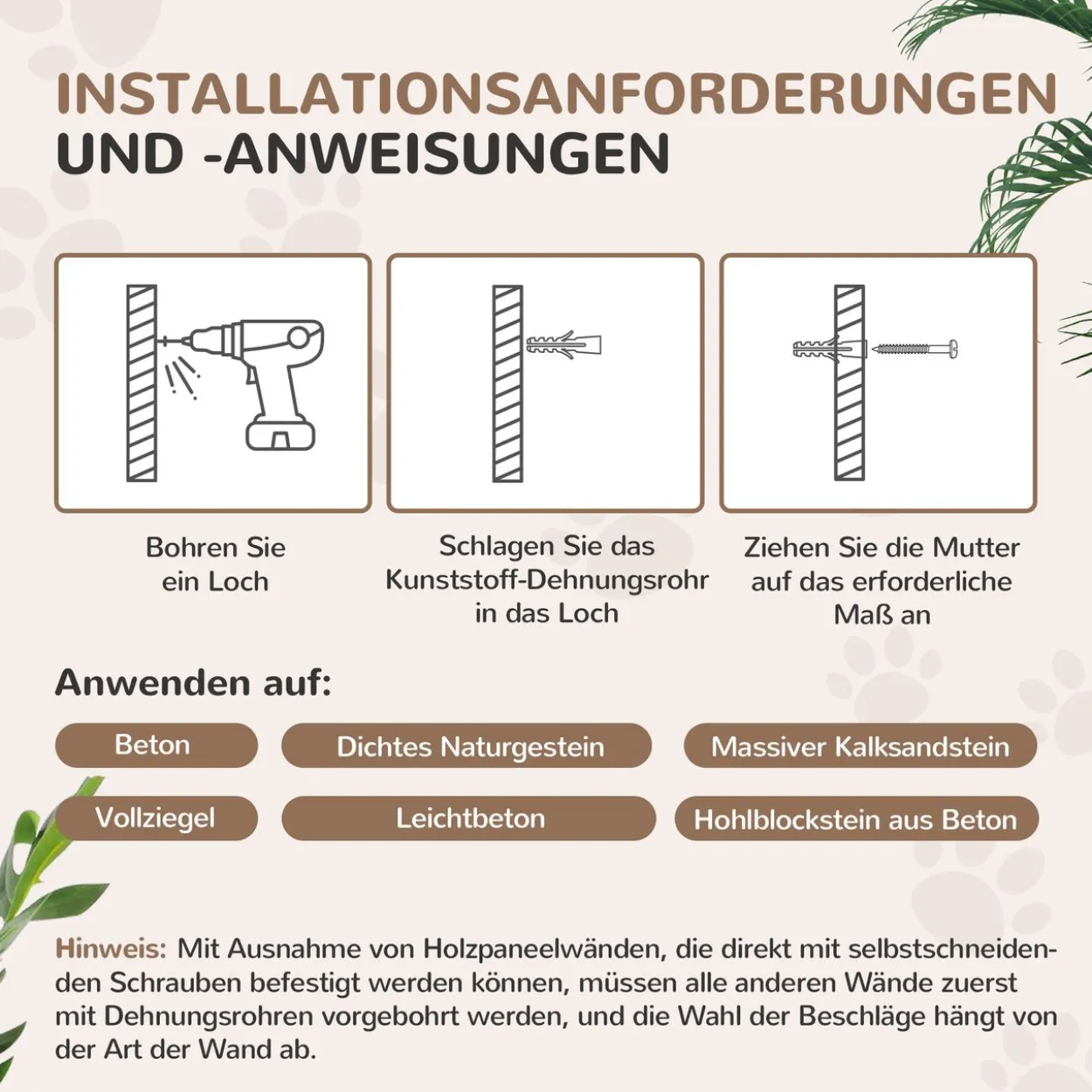 PawHut Katzen Kletterwand Set, 4-tlg. Katzenmöbel Sisal, für Katzen bis 5 kg