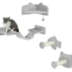 PawHut Katzen Kletterwand Set, 4-tlg. Katzenmöbel Sisal, für Katzen bis 5 kg