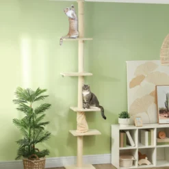 PawHut Kratzbaum Deckenhoch Katzenbaum 225-275cm Katzenkratzbaum mit Kippschutz