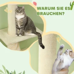 PawHut Kratzbaum Deckenhoch Katzenbaum 225-275cm Katzenkratzbaum mit Kippschutz