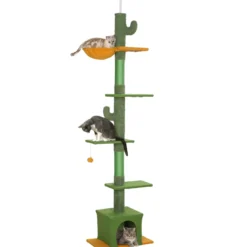 PawHut Kratzbaum Deckenhoch Katzenbaum 230-275cm Katzenkratzbaum mit Katzenhöhle