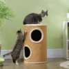 PawHut Kratztonne 60 cm Hoch Katzentonne mit 2 Höhle, für Katze bis 5 kg