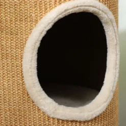 PawHut Kratztonne 60 cm Hoch Katzentonne mit 2 Höhle, für Katze bis 5 kg