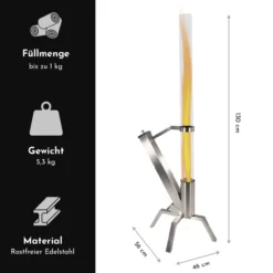 Pelletfackel Edelstahl, Feuerrohr mit Glasröhre, Feuersäule 75 Min. Brenndauer