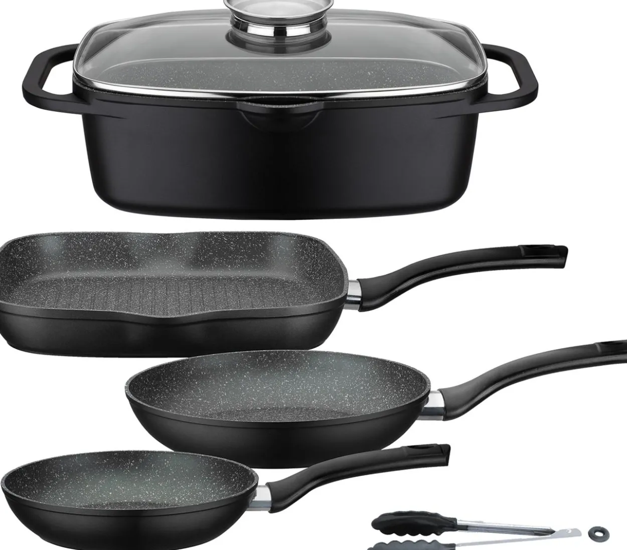 Pfannen-Set Gourmet Granit + Bräter 5-tlg.