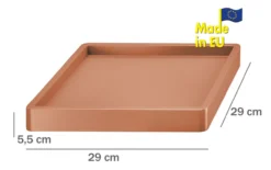 Pflanzenroller mit erhöhtem Rand aus robuster Kunststoff, ca. 29 x 29 x 5,5 cm - eckig - Terrakotta