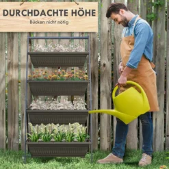 Pflanzenständer, Blumenständer mit 4 Etagen Pflanzenregal mit Löchern