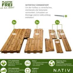 Pflanzkasten aus Holz mit 4 Pflanzzonen