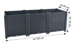 Pflanzkasten aus Polypropylen, ca. 120 x 40 x 43 cm - Schwarz